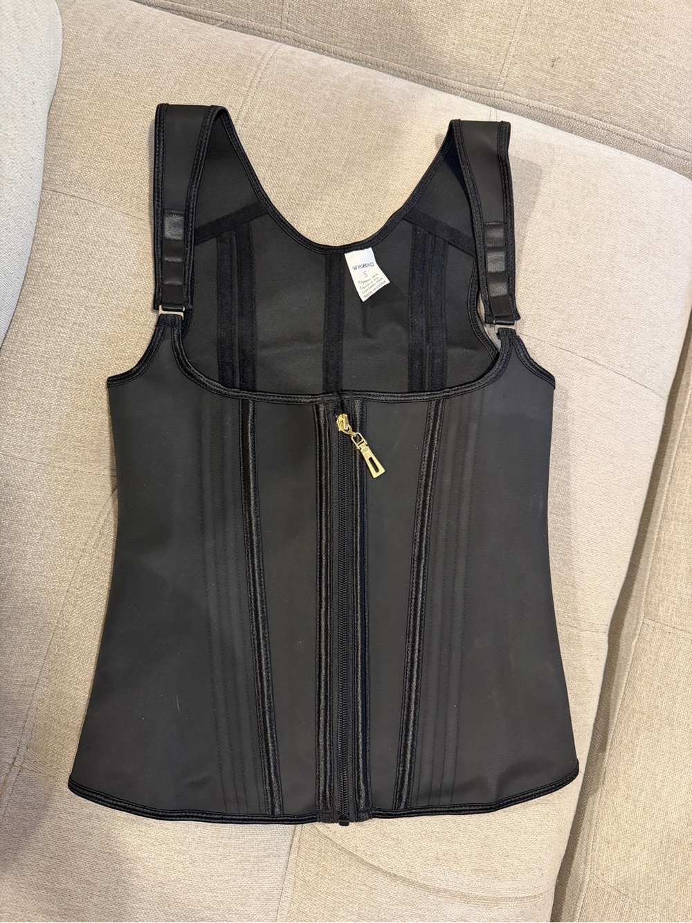 Black Front-Zip Shapewear Faja Vest-Small